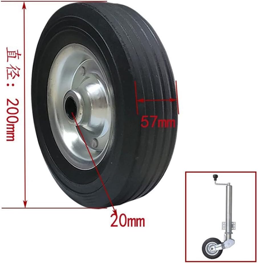 HEYOUTH Ersatzrad 200x60mm für Anhänger Stützrad | 300 kg Traglast | Ø 20mm Achsdurchmesser,Vollgumm