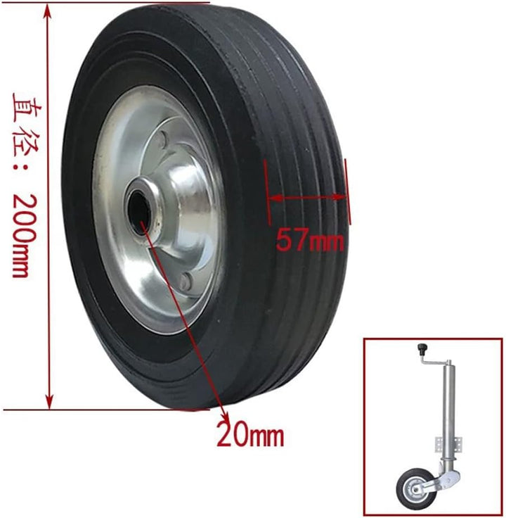 HEYOUTH Ersatzrad 200x60mm für Anhänger Stützrad | 300 kg Traglast | Ø 20mm Achsdurchmesser,Vollgumm