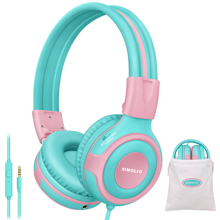 SIMOLIO Kopfhörer mit eingebautem Mic, Wiired Headphones mit Lautstärkebegrenzung, Share Port, Kabel