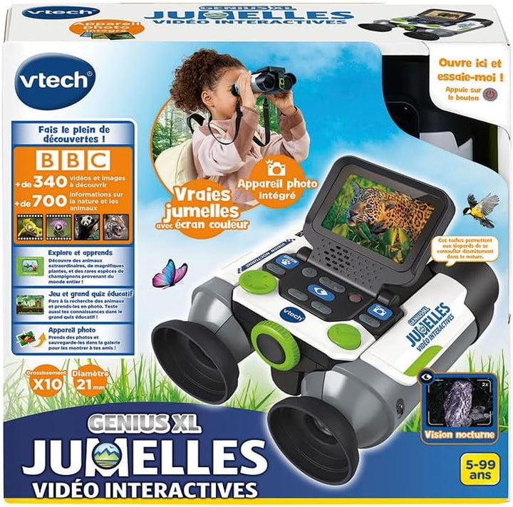 VTech Genius XL Interaktives Video-Fernglas für Kinder, 10 x 21 cm, mit Farbdisplay, Fotos und Video