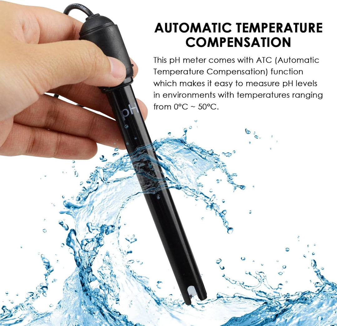 TEKCOPLUS Wasserqualität pH-Elektrode mit 300cm 3000mm 118 Zoll BNC Kabel und Lösungen für Wasser, H