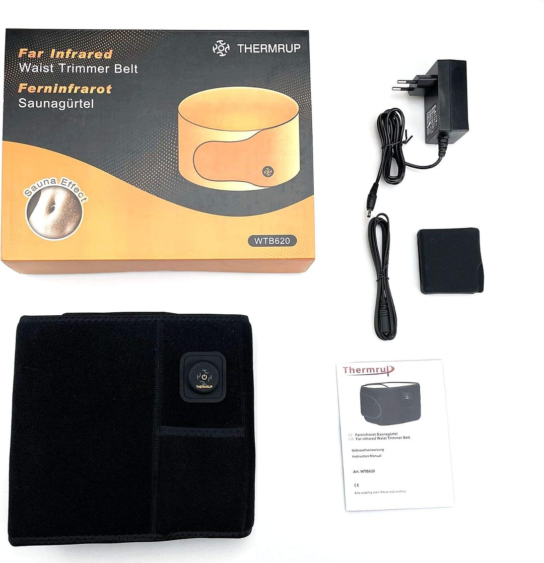 Thermrup Beheizbarer Ferninfrarot Bauchweggürtel Saunagürtel Waist Trainer mit 3 Temperaturstufen, A