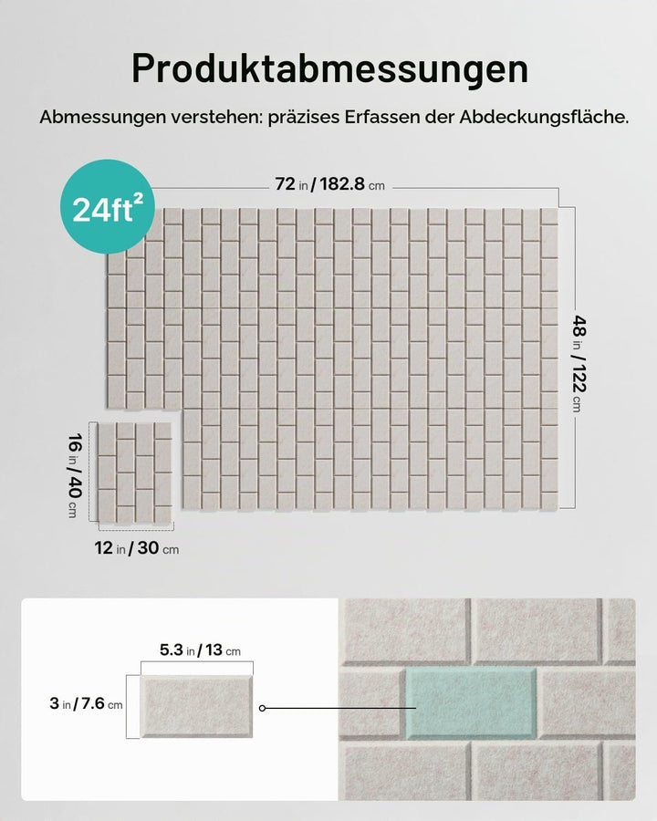 Soundsbay Akustikplatten selbstklebend 12 Stück, Schallschutz Wand Rechteckiger Ziegeltyp Schallschu