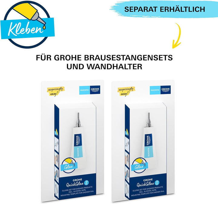 GROHE Vitalio 110, Duschset wassersparend, 8l pro Min (Brausestangenset mit: Duschkopf 1 Strahlart,