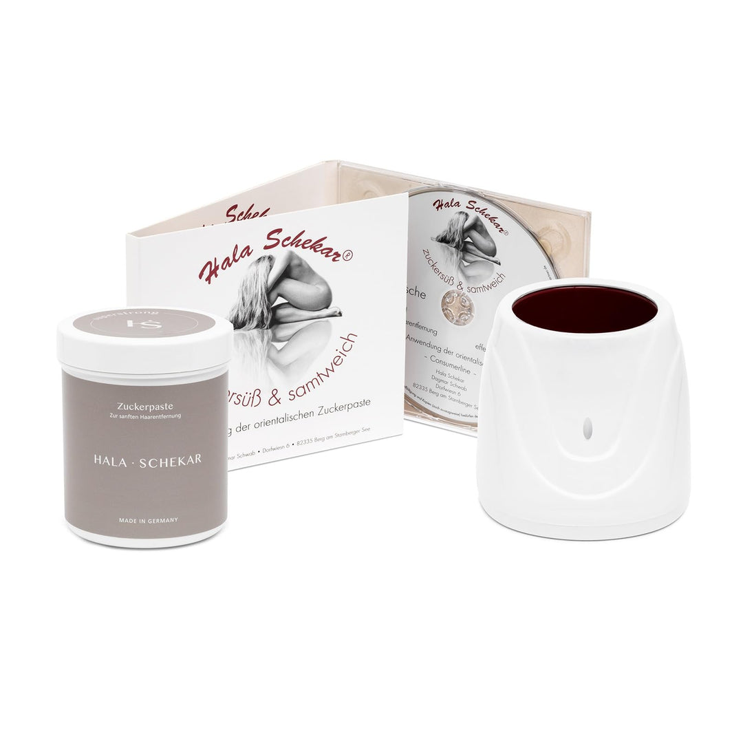 SET: Haarentfernung, Enthaarung mit Hala Schekar Orientalischer Zuckerpaste – Starter-Set: Dose Zuck