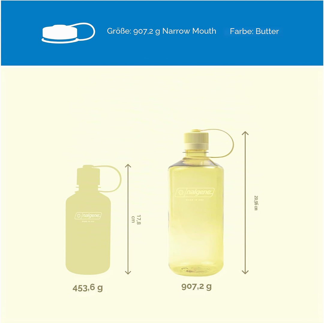 Nalgene Sustain Tritan BPA-freie Wasserflasche aus 50% Plastikabfällen, 900 ml, schmale Öffnung, But
