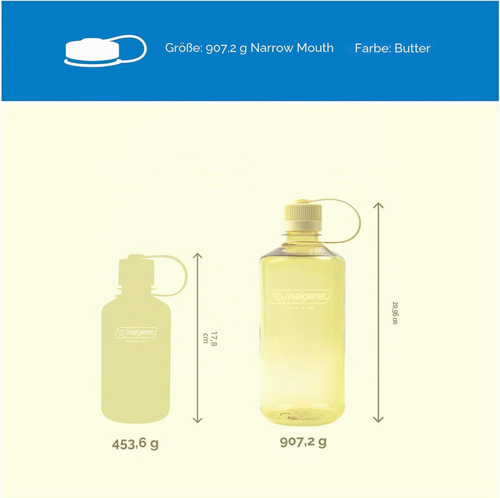Nalgene Sustain Tritan BPA-freie Wasserflasche aus 50% Plastikabfällen, 900 ml, schmale Öffnung, But