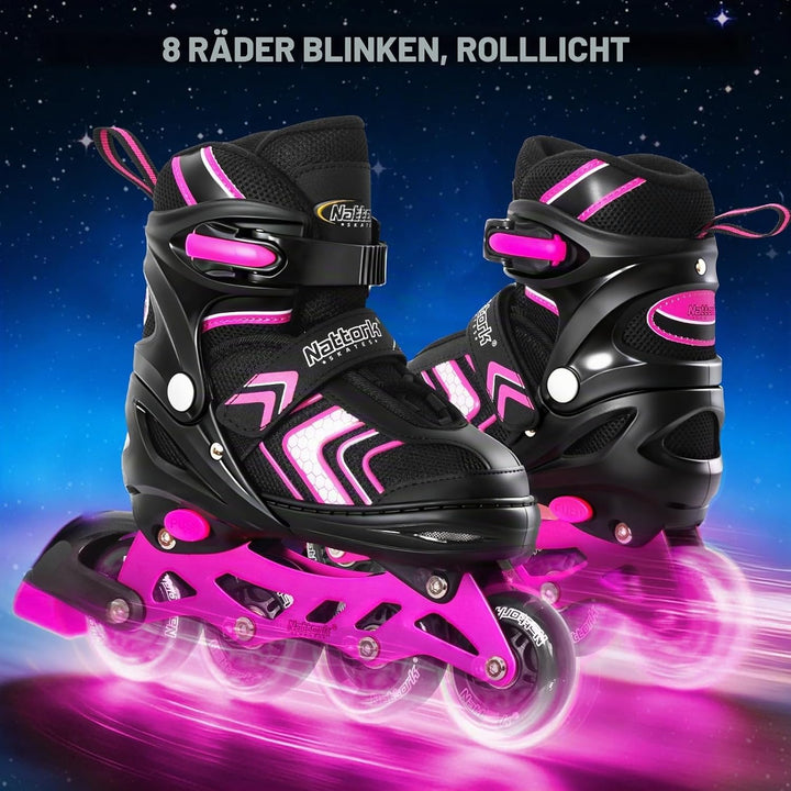 Nattork Inliner für Kinder Verstellbare Inline Skates, 4 Grössen Kinder Inline Roller Skates mit Bel