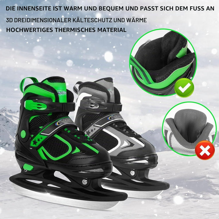 Nattork Schlittschuhe Kinder - 4 Grösse Verstellbare Eislaufschuhe Kinder Jugendliche, Ice Skates Mi