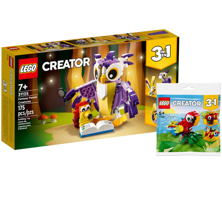 Lego Creator 3-in-1 Set: Wald-Fabelwesen 31125 + Tropischer Papagei 30581 (Polybag), ab 7 Jahren