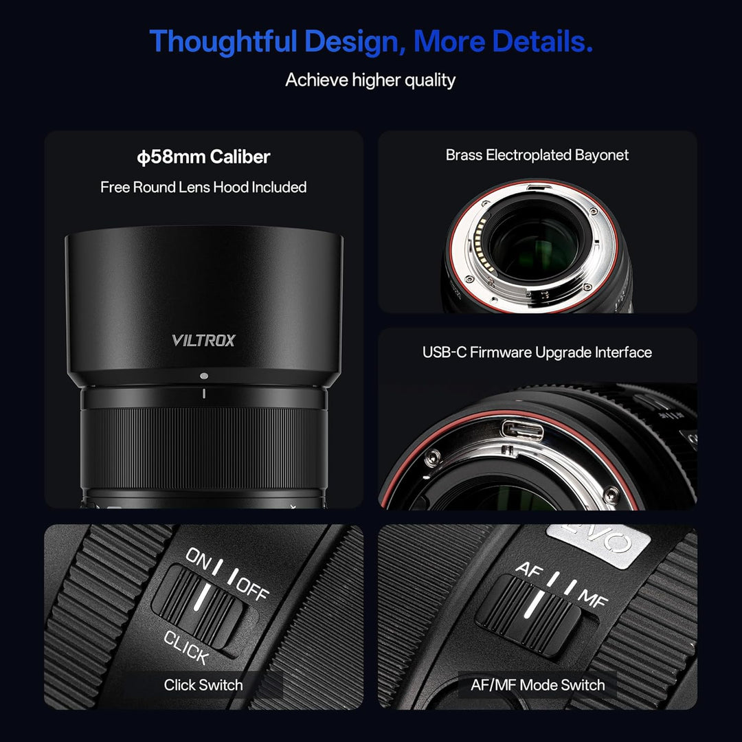 VILTROX AF 85mm F2.0 EVO FE Vollformatobjektiv für Sony E-Mount, 85mm f/2.0 Autofokus-Porträtobjekti