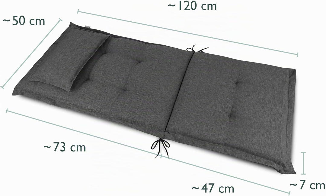 Beautissu 4er Set Premium Gartenstuhlauflage Hochlehner mit robustem Stoff | 120x50x7cm Anthrazit di
