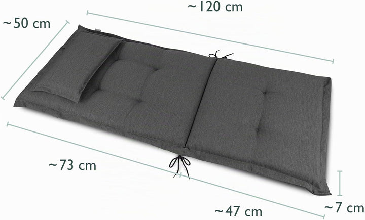 Beautissu 4er Set Premium Gartenstuhlauflage Hochlehner mit robustem Stoff | 120x50x7cm Anthrazit di