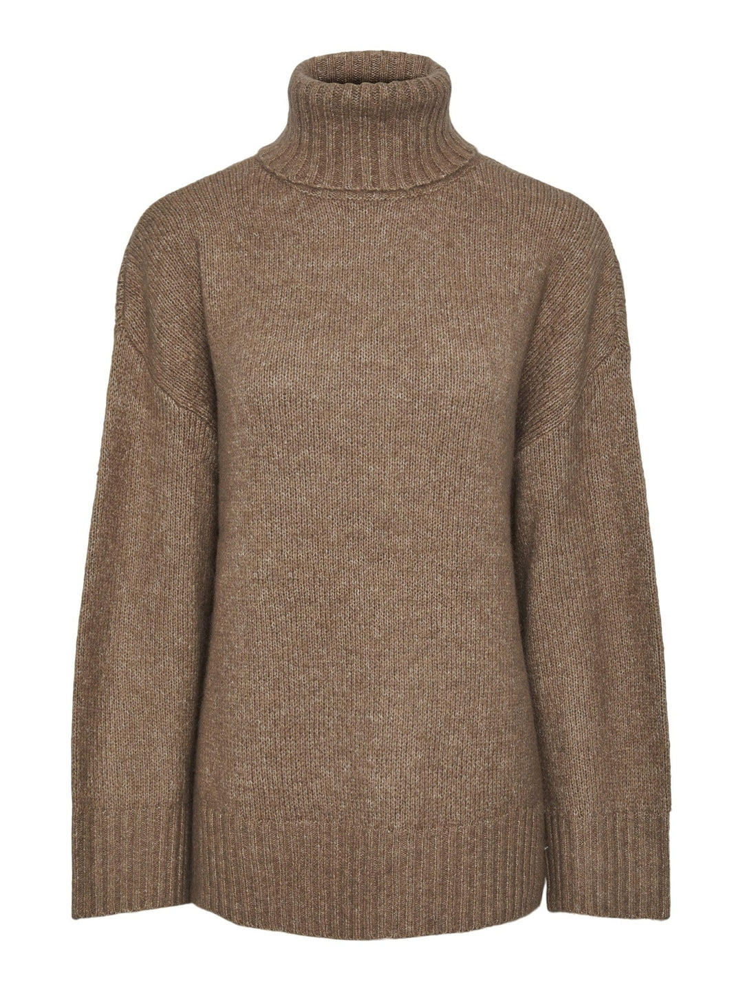 PIECES Damen Pcnancy Ls Loose Roll Neck Knit Noos Bc Pullover, Fossil