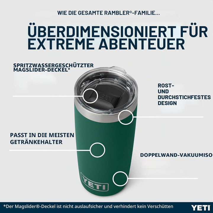 YETI Rambler Thermobecher 10 oz (295 ml) Black Forest Green – Kaffeebecher To Go, Thermotasse mit ab
