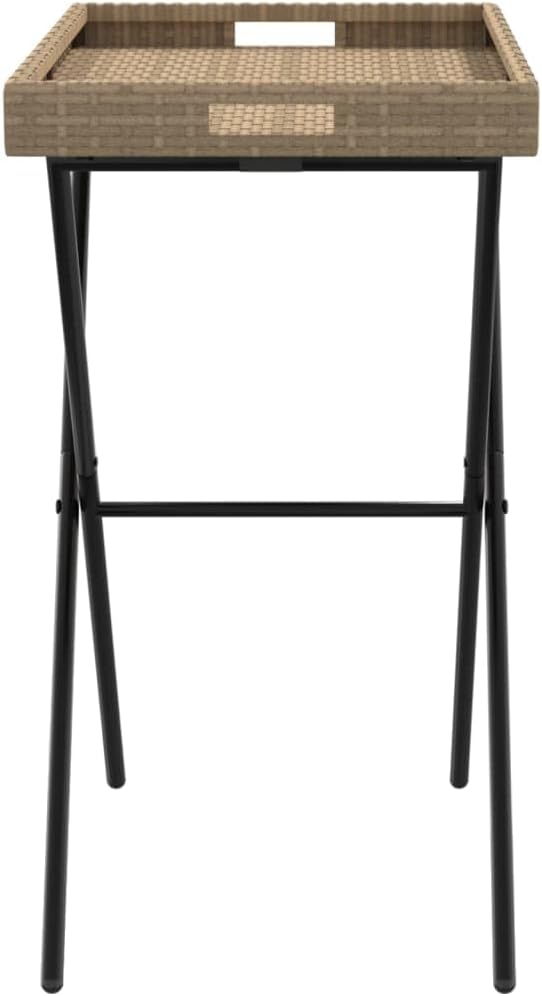vidaXL Tabletttisch Klappbar Beige 65x40x75 cm Poly Rattan, Beige