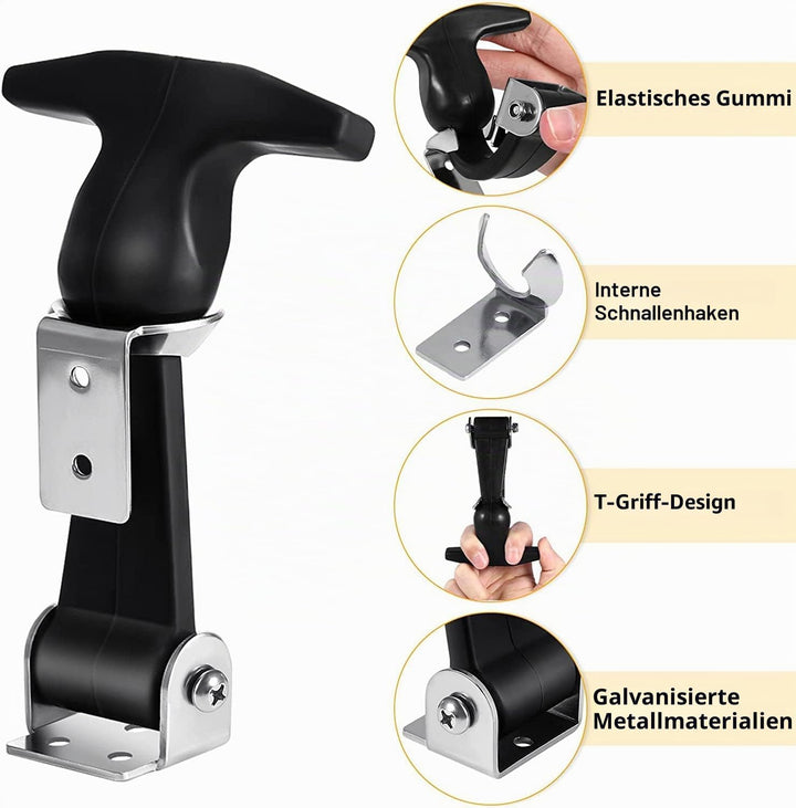 Tiardey 2 Stück elastischer Edelstahl-Gummi-Haubenverschluss,Flexible T-Griff-Haspe,Gummi,Flexible Z