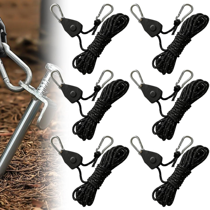 6 Stück 1/8 Zoll 4mm Seil Ratchet Hanger 4M, Einstellbare Seilhaken Seilratsche Seilaufhänger Reflek