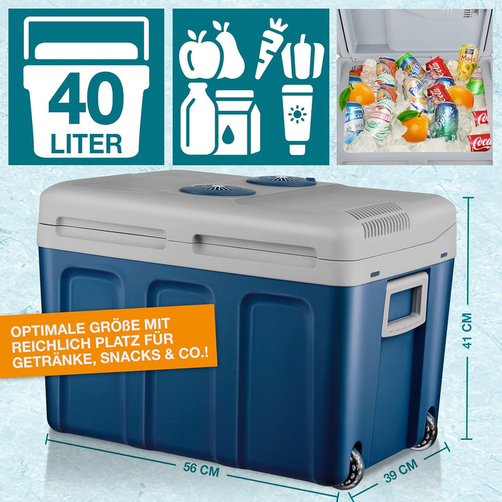 TOM 2in1 XXL Kühlbox 40l mit Kühl- und Heizfunktion – elektrische Coolbox mit Rollen – 230V & 12V St
