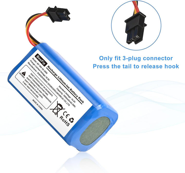 3000mAh Ersatzakku für 360 S5 S7 S7 Pro T90 Wiederaufladbarer 14.4V Li-ion Akku Batterie Staubsauger