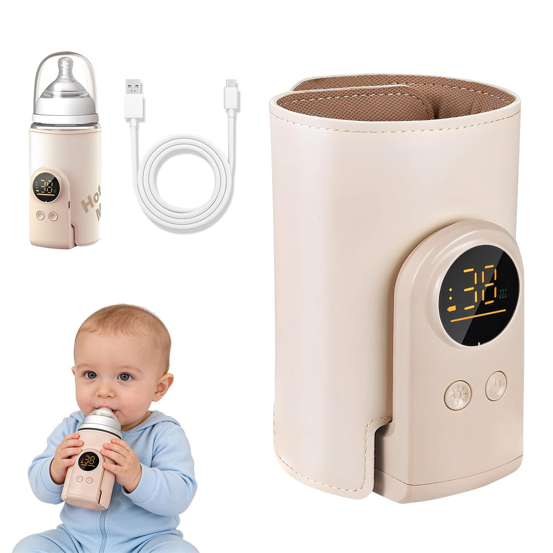 Flaschenwärmer Baby mit 6-Temperaturstufen (38°C-50°C), Tragbarer Flaschenwärmer Akku mit LCD-Displa