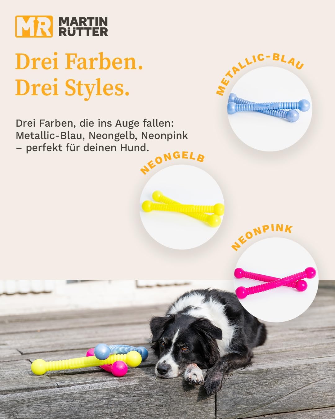 Martin Rütter FUNSTIX Stöckchenersatz für Hunde Grösse: L, Farbe: Neongelb – Flexibler & sicherer Ap