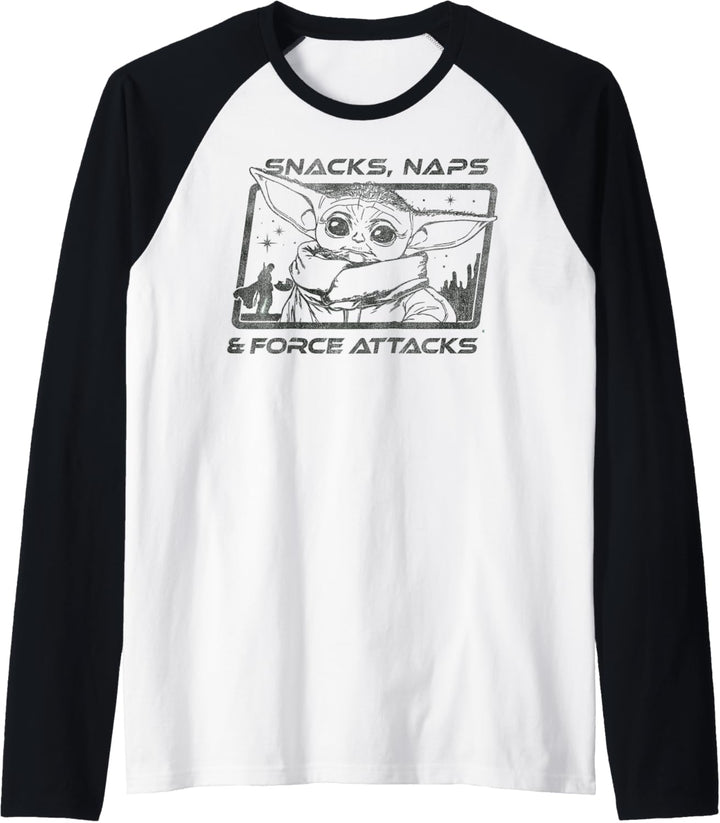 Star Wars Mandalorian The Child Snacks Naps Force Attacks Raglan