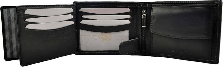 London Leathergoods - Portefeuille Homme Cuir Doux de Qualité Pliable en 3 Stylé - Noir, Taille uniq