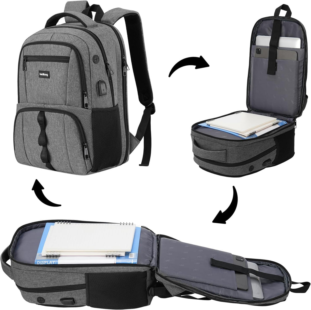 kadilong Schulrucksack Jungen Teenager Rucksack Herren für Uni Arbeit Studium Arbeit,15.6 Zoll Lapto