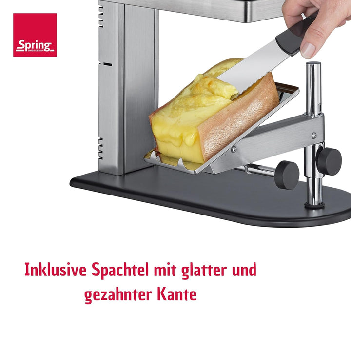 SPRING Raclette Ofen | Schweizer Raclette-Gerät | Edelstahl | stufenlos höhenverstellbar | mit antih