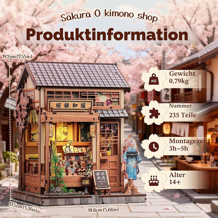 Fsolis Book Nook Kit - Japanisches Miniatur-Puppenhaus, 3D-Holz-Bastelset für Erwachsene, Bücherrega