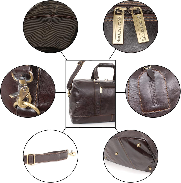 BUCKLESTONE - Leder - Reisetasche/Freizeittasche/Sporttasche von York - Braun, Braun