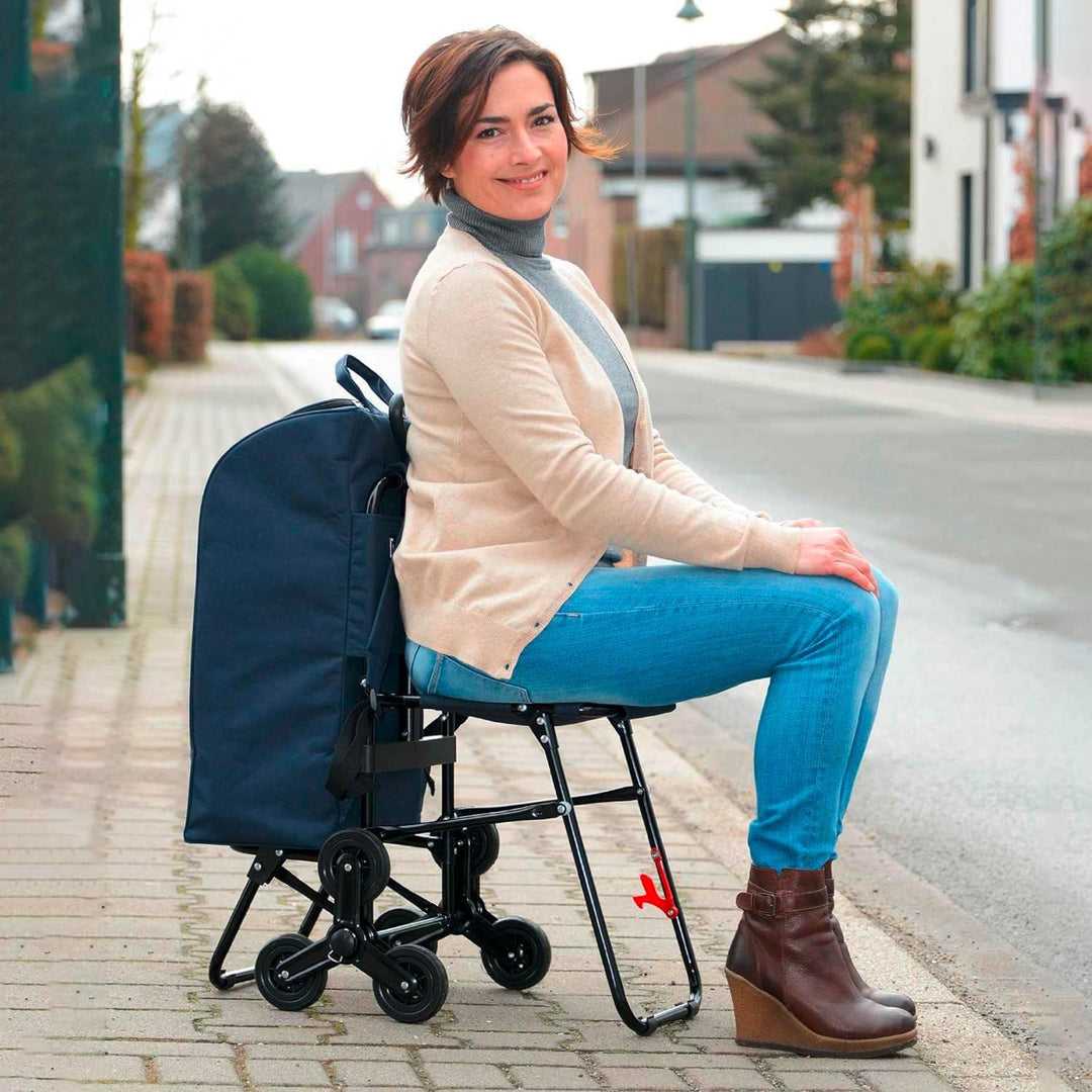 Avilia Einkaufstrolley mit klappbarem Sitz – maximale Manövrierbarkeit und Komfort | 3-Rad-System, T
