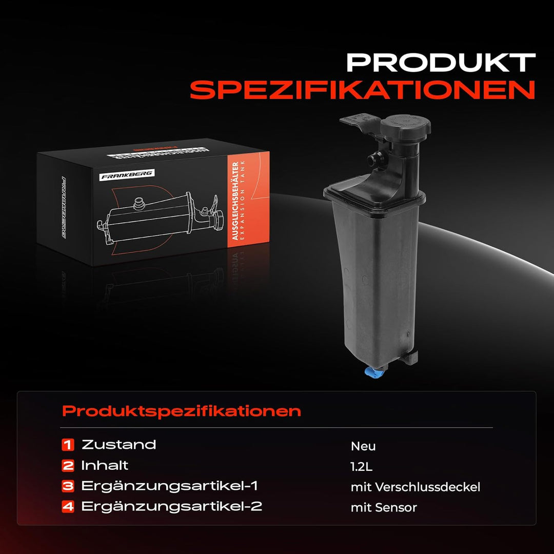 Frankberg Ausgleichsbehälter Kühlmittel Mit Sensor & Deckel Kompatibel mit 3er E46 316 318 320 330 X