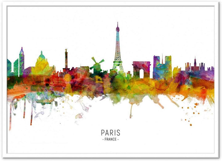 Wall Editions Art-Poster - Paris France Skyline (Colored Version) - Michael Tompsett