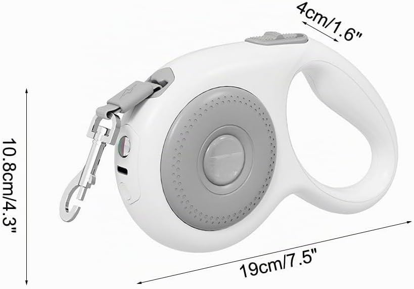 Einziehbare Hundeleine, 5m, Robuste Hundeleine aus Nylon mit LED-Licht, 360° Verwicklungssicher, Aus