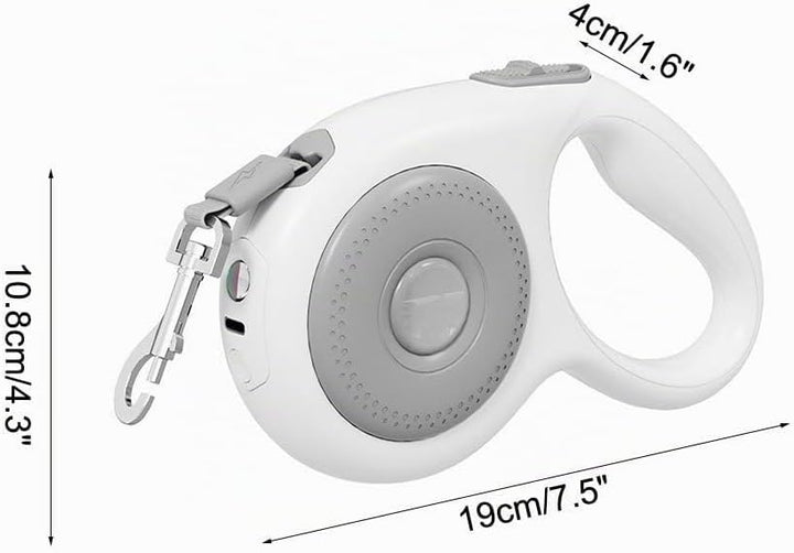 Einziehbare Hundeleine, 5m, Robuste Hundeleine aus Nylon mit LED-Licht, 360° Verwicklungssicher, Aus