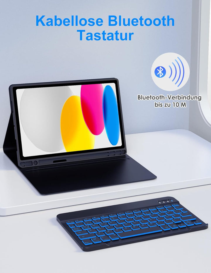 SOPPY Tastaturhülle mit Maus für iPad A16 11 Gen. 2025(A3354/A3355/A3356), 10,9 Zoll iPad 10 Gen. 20