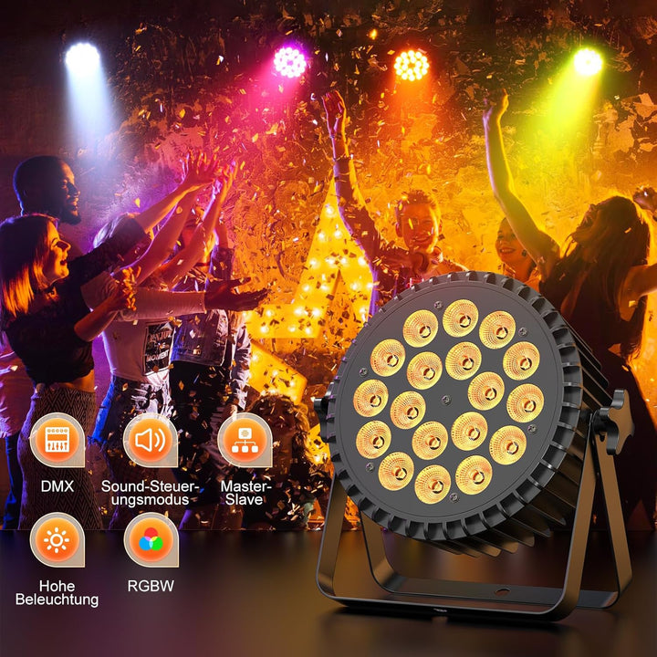 2pcs LED Par Strahler 200W LED Par Scheinwerfer 18 LED Bühnenlicht LED Par Licht,RGBW DMX512 Discoli