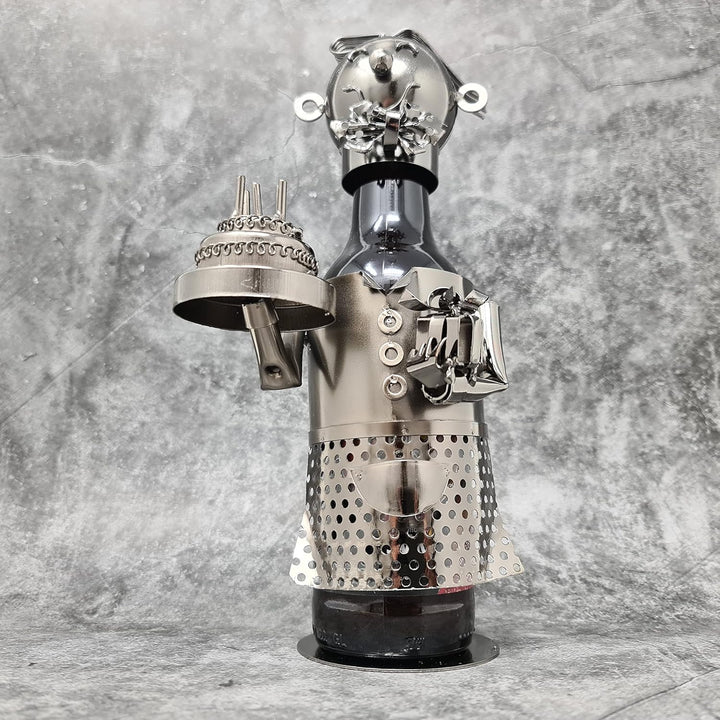 Lifestyle & More Moderner Flaschenhalter Bierflaschenständer Geburtstag aus Metall in Silber Höhe 24