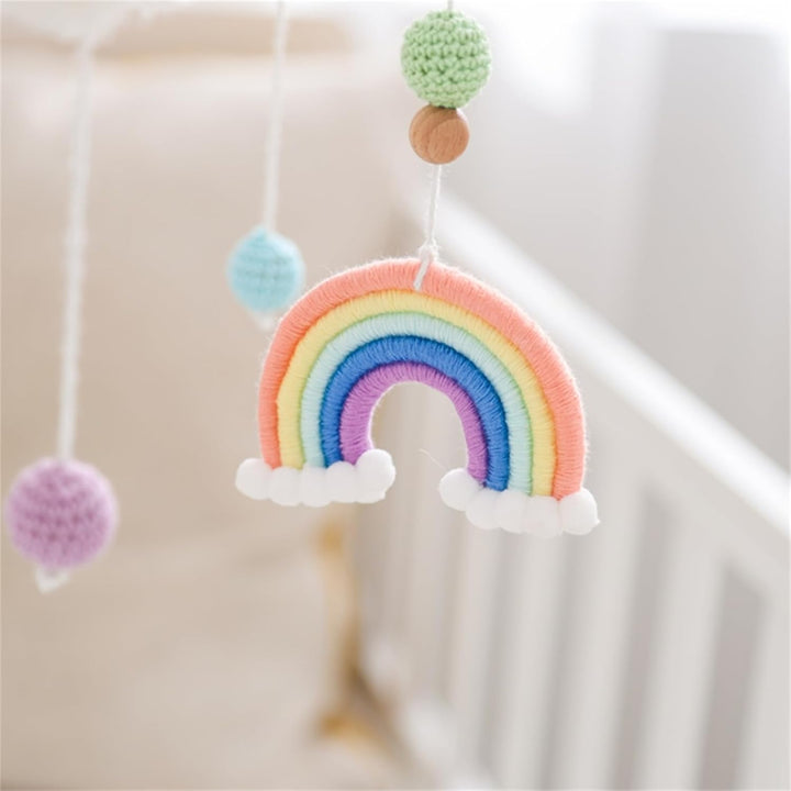 Herfair Mobiles Baby, Regenbogen Babybett Hölz Windspiele mit Bäll, Baby Mobile, Anhänger Babyzimmer