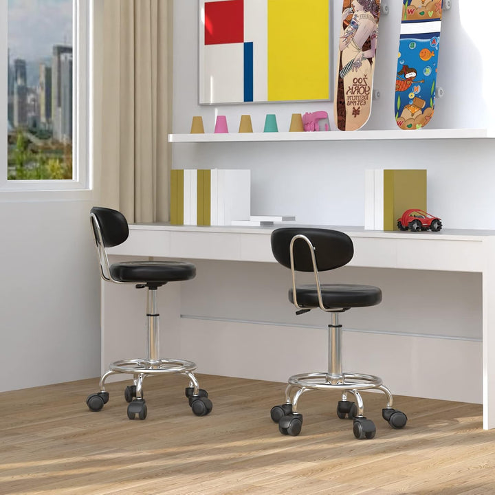 Lvhecforhm Bürostuhl mit Lehne, Rollhocker 2er Set, Arbeitshocker Höhenverstellbar, 360° Rotating Se