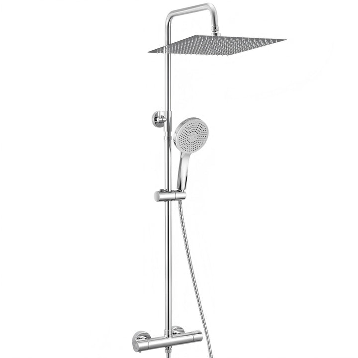 Auralum Duscharmatur Komplettset, Duschsystem mit Thermostat, 30cm Edelstahl Regendusche, 5 Strahlar