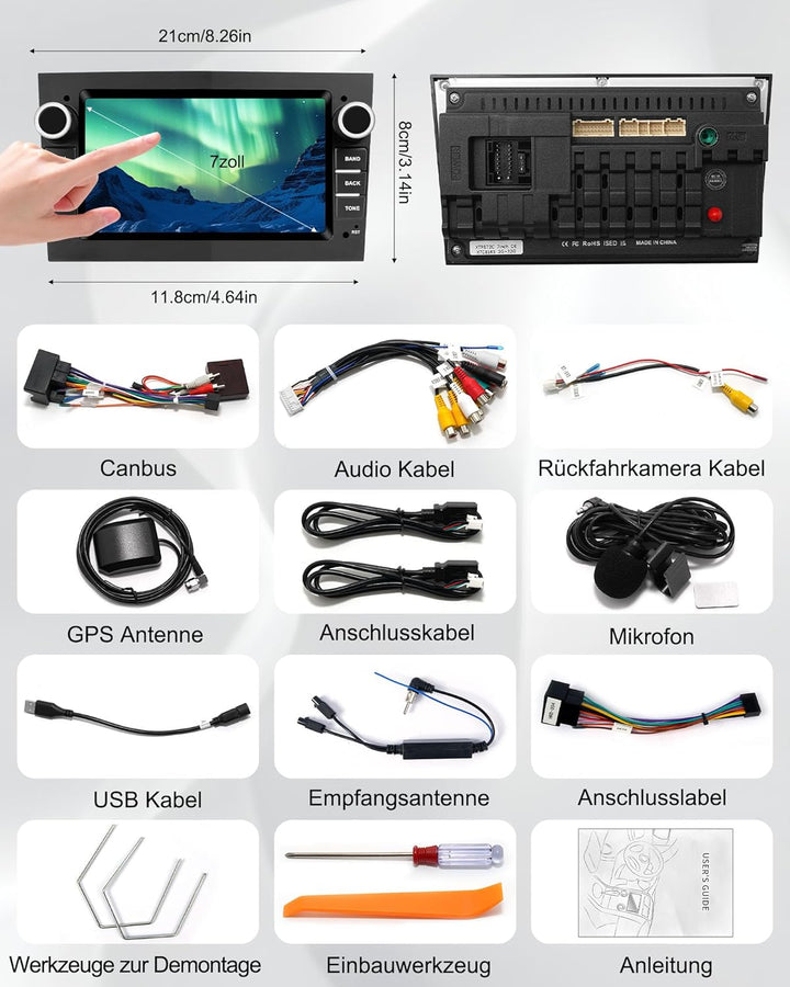 Ledio Bluetooth Autoradio mit Bildschirm für Opel Corsa d Corsa c Astra h Vivaro Zafira b Vectra c,