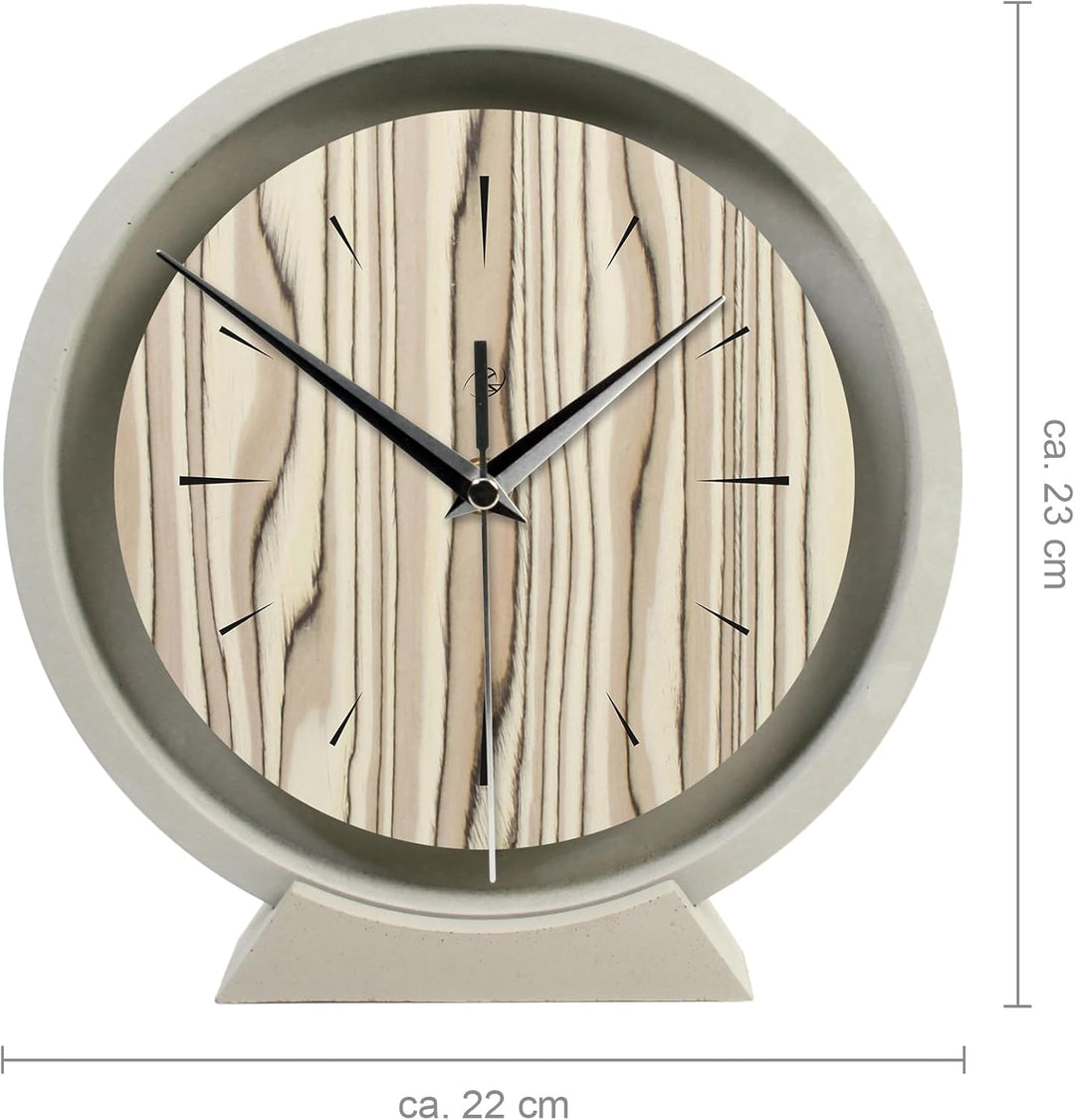 Kreative Feder Runde Tischuhr aus Beton im Industrial Design – leise Standuhr ohne Ticken in minimal