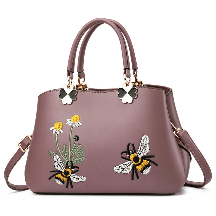 VARLIVOO Elegant Damen Handtasche Stickerei Schultertasche Umhängetasche Shopper Crossbody Bag für A