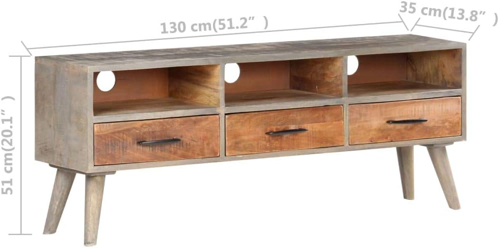vidaXL Raues Mangoholz Massiv TV Schrank Lowboard TV Möbel Tisch Board Sideboard Fernsehtisch Fernse