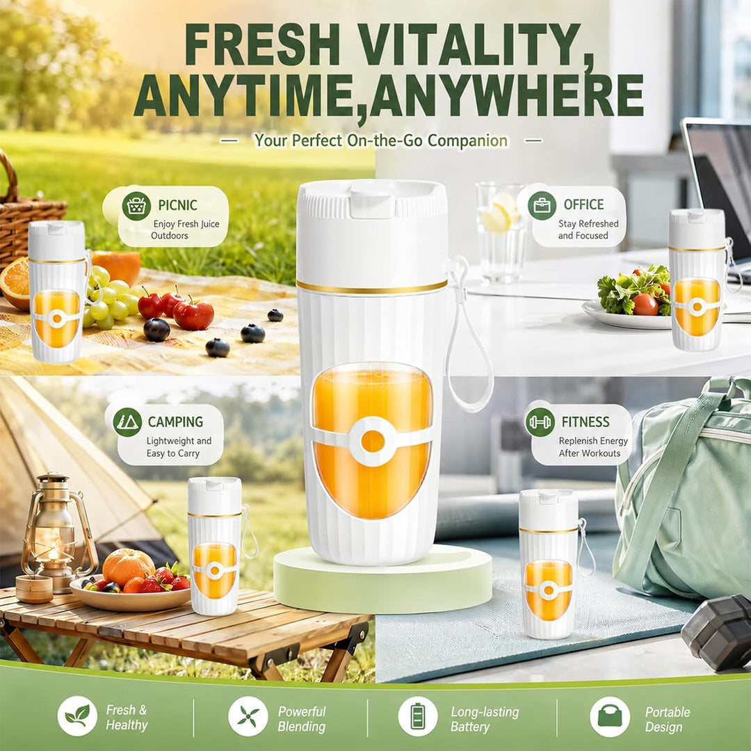 Tragbarer Mixer, 400 ml Kleiner Mixer Smoothie, Mini-Standmixer mit 10 Edelstahlklingen, Maker To Go
