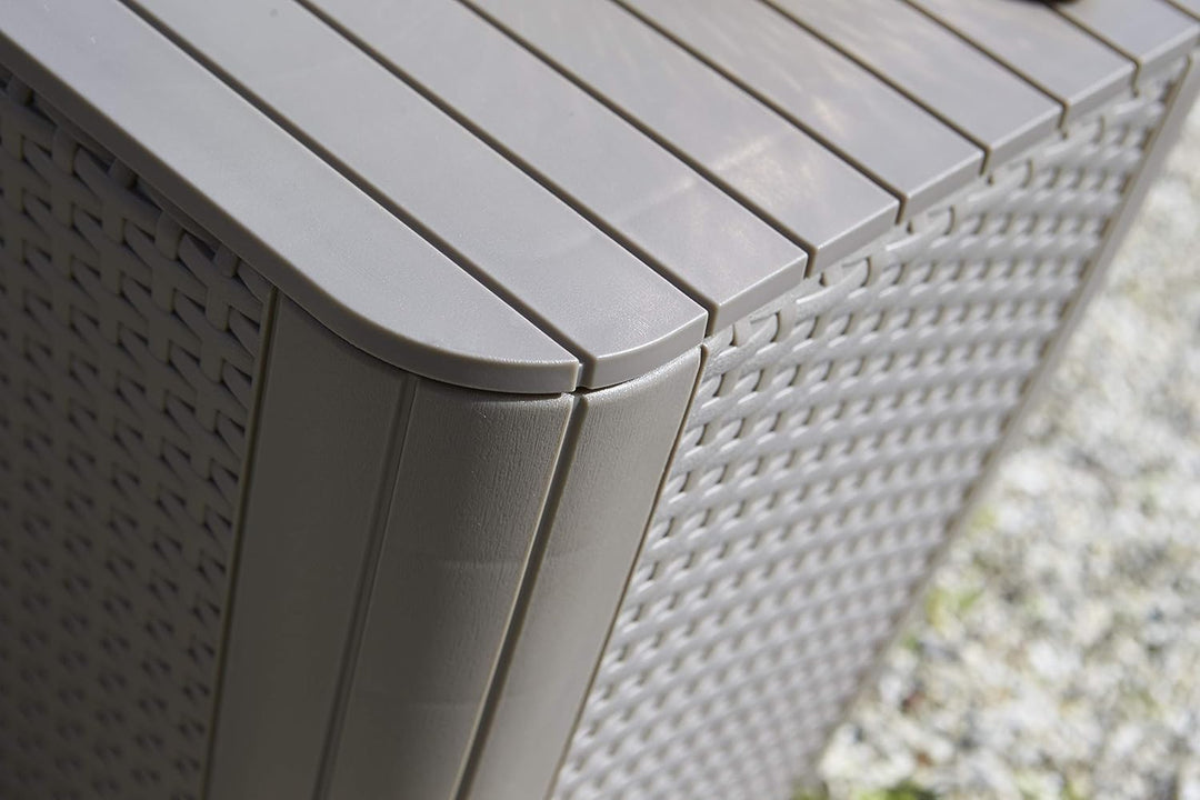 Allibert by Keter Gartentisch Luzon Flat Wicker, Cappuccino, Deckel abnehmbar, mit Stauraum, Kunstst