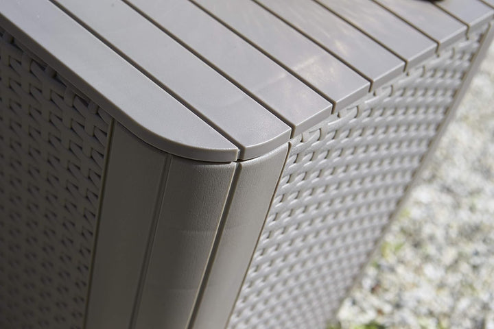 Allibert by Keter Gartentisch Luzon Flat Wicker, Cappuccino, Deckel abnehmbar, mit Stauraum, Kunstst